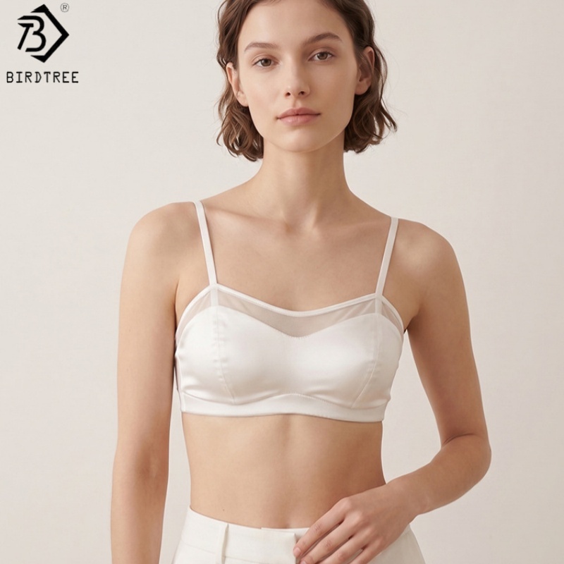 Birdtree, 19MM 93% Real Silk 7 - Sheer Mesh Bra ulasan dan harga